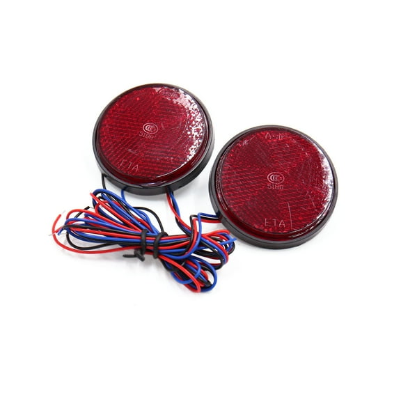 Unique Bargains 2 Pcs Round Shaped Red Motorcycle Reflector Tail Brake Light Lamp