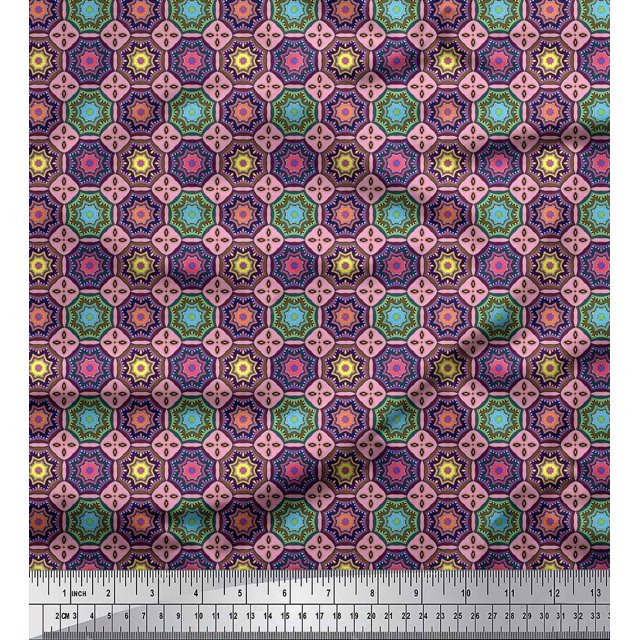 Soimoi Poly Georgette Fabric Floral Mandala Fabric Prints by Yard 52 Inch Wide