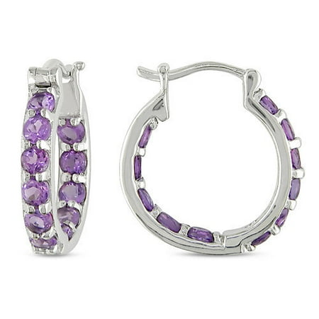Amour Round Cut Amethyst Hoop Earrings