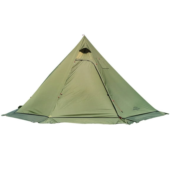 10.5' x 5.2' Camping Tent with Jack Outdoor Teepee Tent for Family Camping Backpacking Hiking Army green