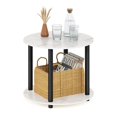 thumbnail image 3 of Furinno Turn-N-Tube Simple Design 2-Tier Round Wooden Coffee Table, Marble White, 3 of 5