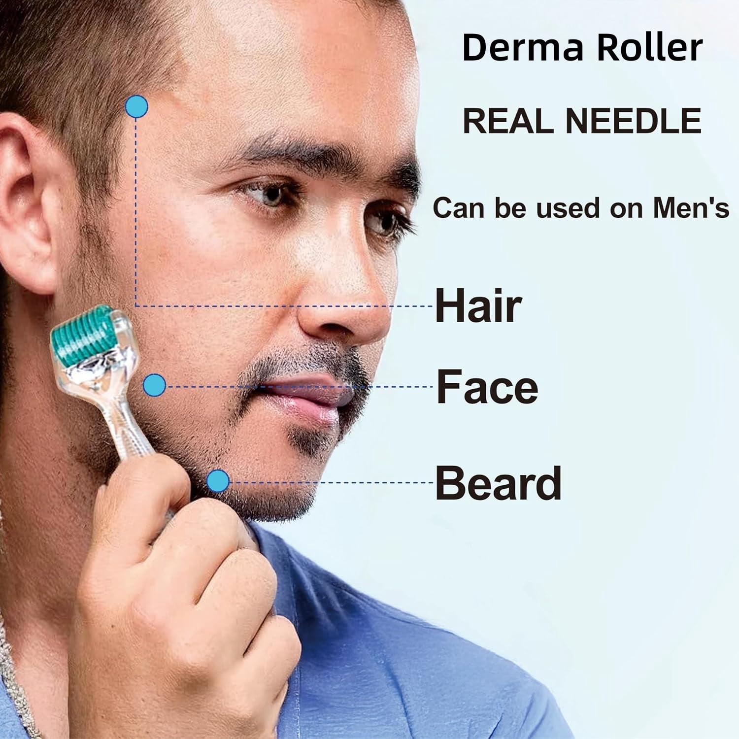 YJJSKEJI 192 Derma Roller REAL NEEDLES 0.25 mm Titanium Microneedling Roller for Face Body Beard for Women and Men, w/Storage Case