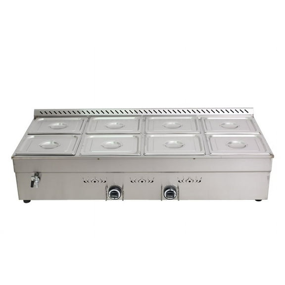 PreAsion 8-Pan LP GAS Food Warmer Propane Kitchen Steam Table Cooking Warming Equipment
