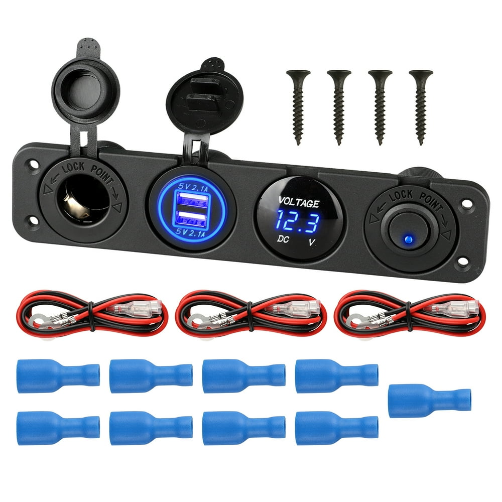 4 Hole Marine Illuminated Toggle Rocker Switch Panel Waterproof