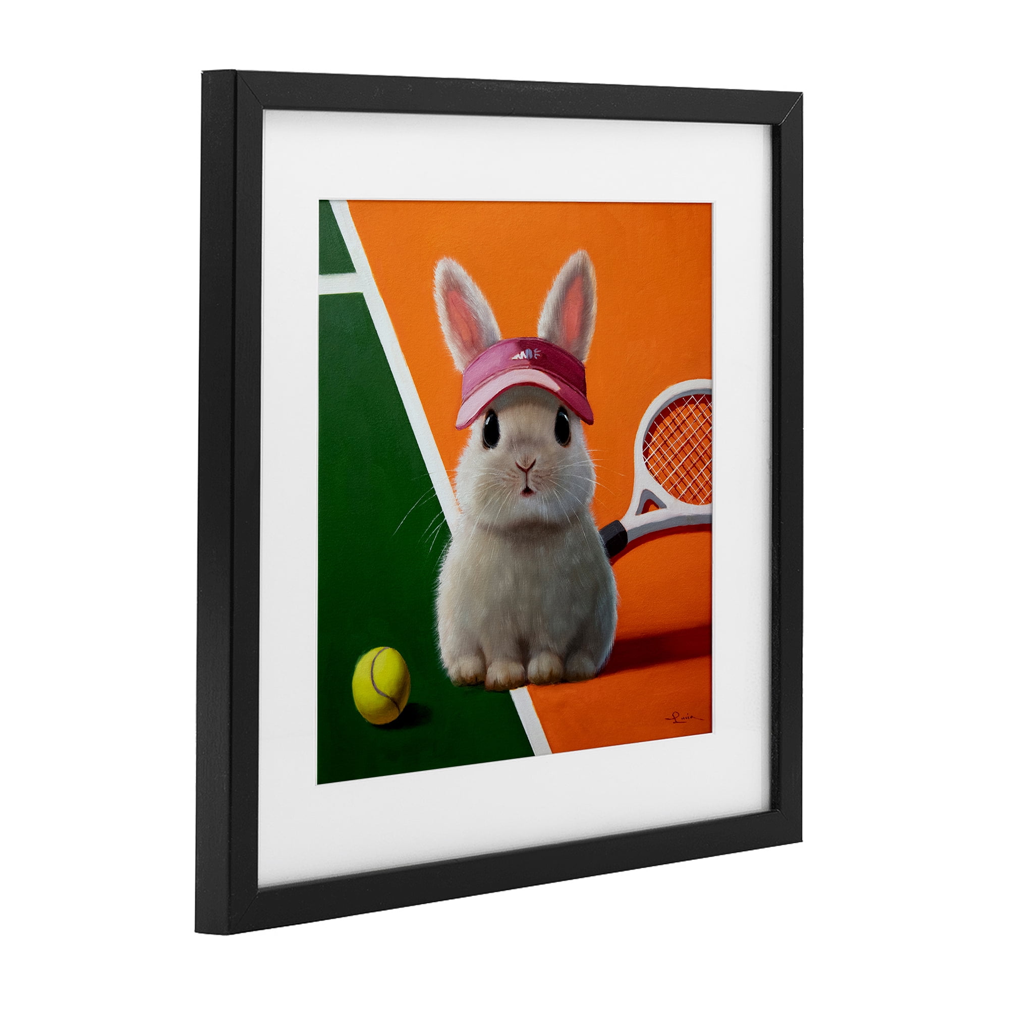 Stupell Industries Match Ready Tennis Bunny Black Framed Print Under Glass, design by Lucia Heffernan