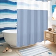thumbnail image 4 of No Hook Shower Curtain, Pure Light Blue Shower Curtains for Bathroom with See Through Top Window, Simple Solid Color Waterproof & Washable Bath Curtain Extra Long 72"x84", 4 of 8