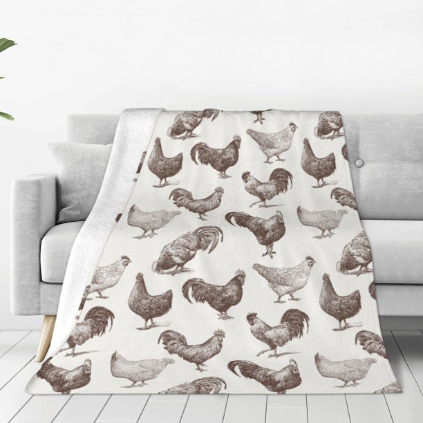 Balery Chickens Manta de Felpa Suave y Acogedora – Cobija de Franela Aterciopelada para Cama, Lavable y Cálida para Sofá, Mascotas, Transpirable-40"x30"