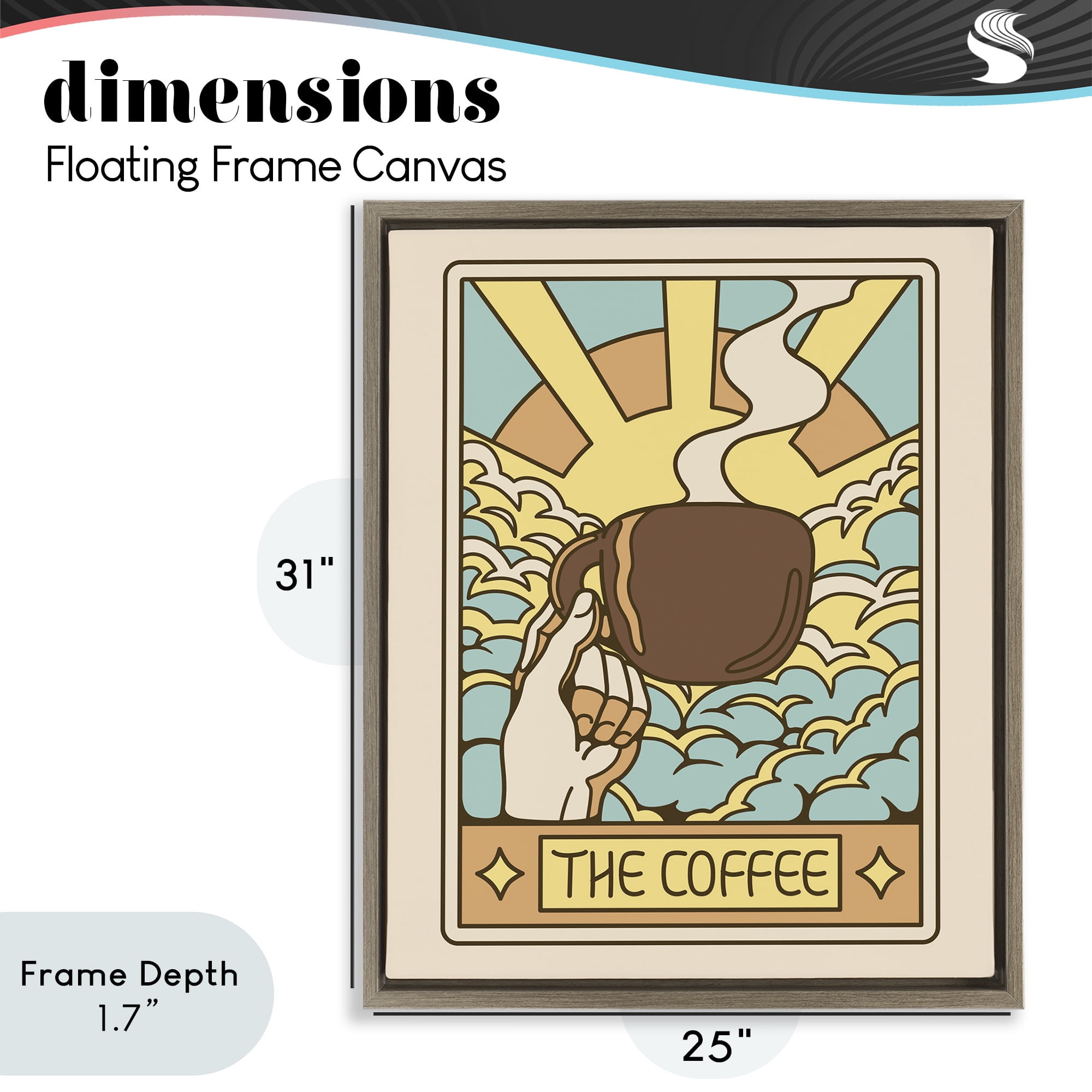 Stupell Industries The Coffee Muted Tarot Brown Framed Floater Canvas Wall Art, design by Tobe Fonseca
