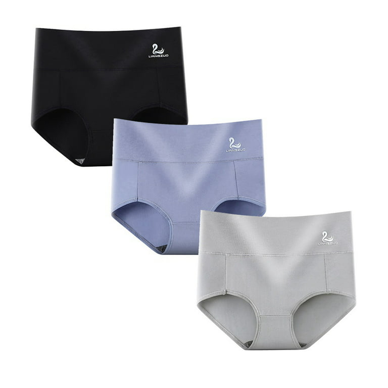 Women's High Waisted Cotton Underwear Ladies Soft Full Briefs Panties 3-pack  