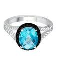 thumbnail image 2 of Mauli Jewels Rings for Women 2 Carat Blue Topaz And Black Diamond Oval Shape Gemstone Ring Prong-Setting 10K White Gold, 2 of 4