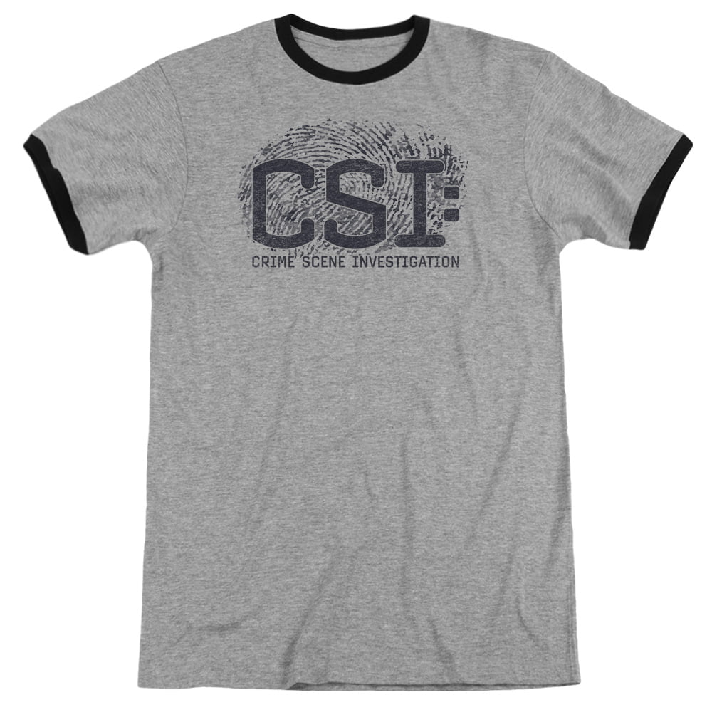 CSI Mens Distressed Logo Ringer T-Shirt