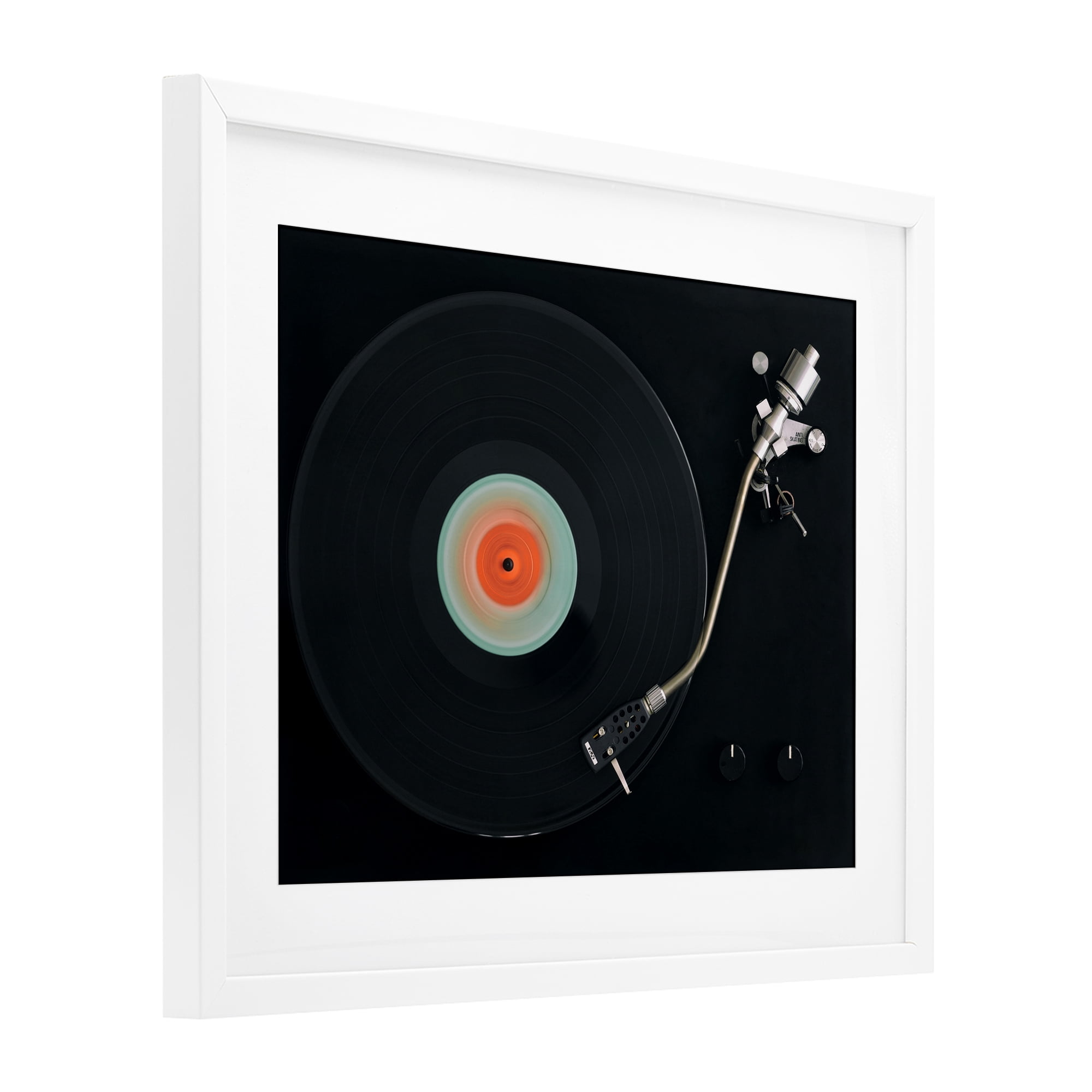Stupell Industries Vintage Spinning Record White Framed Print Under Glass, design by Tom Quartermaine