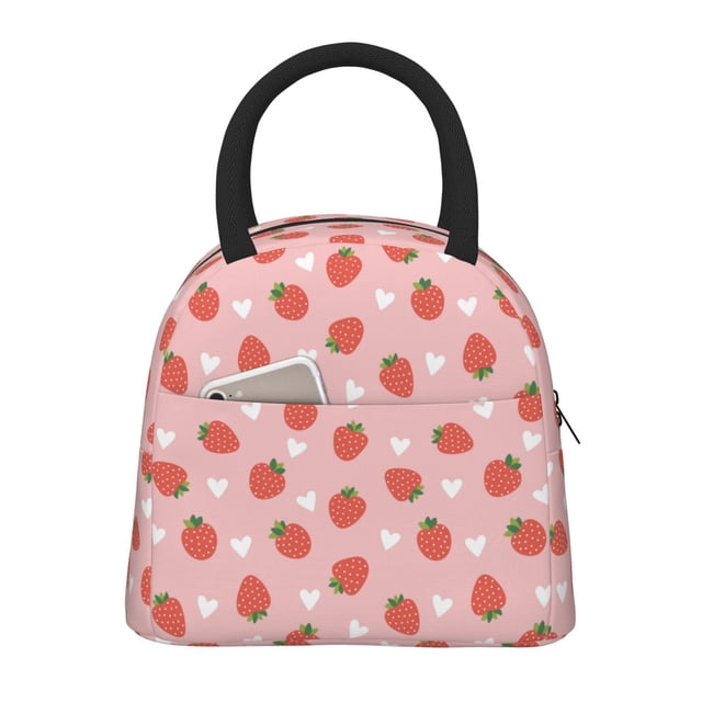 Balery Strawberry Bolsa de Almuerzo para Mujeres, Caja de Almuerzo, Bolsa de Almuerzo Pequeña Impermeable, Tote de Almuerzo Reutilizable con Gran Capacidad