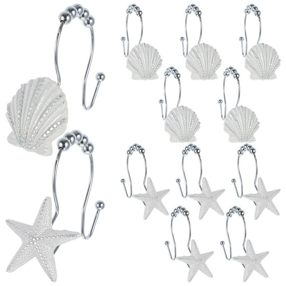 Minkissy 12 Pcs Brown Bath Curtain Hooks Circular Design for Ocean Themed Bathroom Decor Accessories