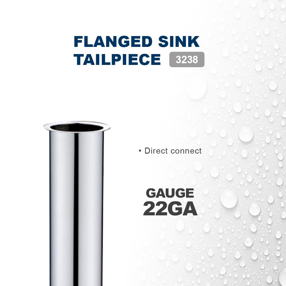 Highcraft 2383 Flanged Sink Tailpiece for Tubular Drain Applications, 1-1/2 in. x 8 in., 22GA Chrome Plated Brass