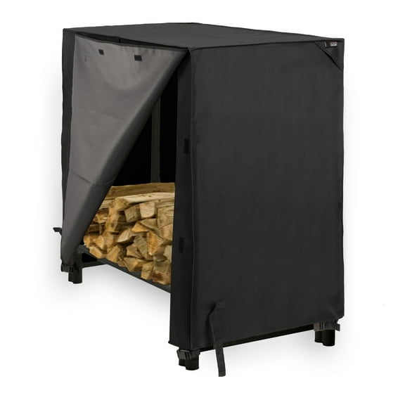 Modern Leisure Monterey 4 Feet Outdoor Log Rack Cover, 48" L x 24" W x 42" H, Black