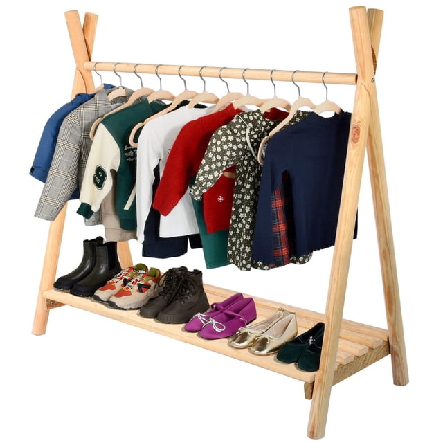 Duduk Ropero Perchero Montessori De Madera - Niños Y Niñas