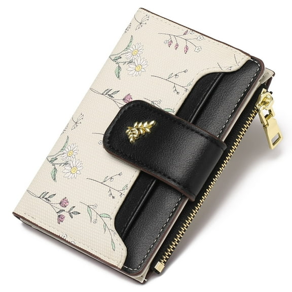 BAGLINTAIBAG Small Wallet for Women Slim Bifold Leather Credit Card Holder Purse Zipper Pocket Coin Wallets with ID Window