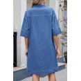 thumbnail image 6 of Women's Denim Dress Summer Casual Babydoll 2025 V Neck 3/4 Sleeve Jean Dresses, 6 of 6