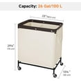 thumbnail image 2 of 100L Laundry Hamper with Wheels, 2-Section Rolling Laundry Cart, Laundry Room Cart, Dirty Clothes Basket for Hotels, Bathrooms, Dormitories, Beige, 2 of 7
