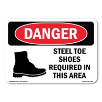 OSHA Danger Sign - Steel Toe Shoes Required In This Area | Plastic Sign | Protect Your Business, Construction Site, Shop Area | Made in The USA