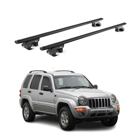 OMAC Roof Rack Cross Bars Luggage Carrier for Jeep Cherokee Kj KK 2002-2013 Black 2X