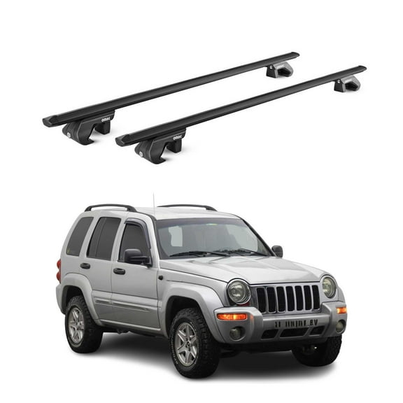 OMAC Roof Rack Cross Bars Luggage Carrier for Jeep Cherokee Kj KK 2002-2013 Black 2X