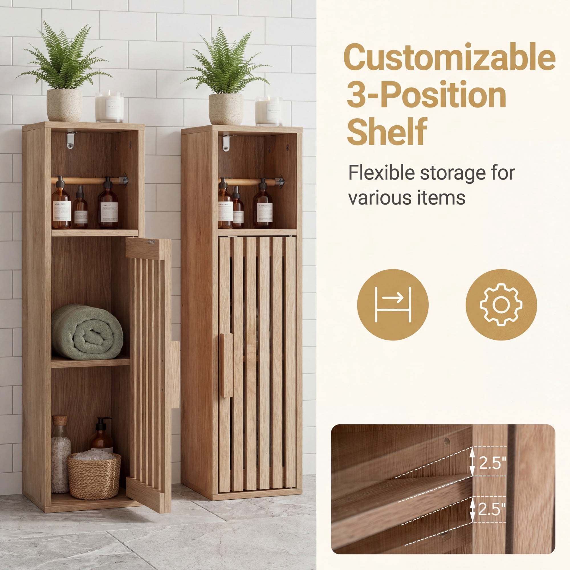 Giantex Slim Bathroom Cabinets, pace-Saving Narrow Storage Organizer