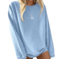 thumbnail image 1 of Gibobby Sudadera oversize mujer Sudaderas de Halloween para mujer camisetas de otoño y día festivo con cuello redondo de gran tamaño(Azul celeste,M), 1 of 4