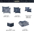 thumbnail image 4 of Regency Heights 8 Pieces Jacquard Comforter Set with Bedskirt and Decor Pillows, Queen, Navy, 4 of 9