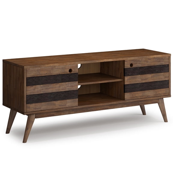 Clarkson SOLID ACACIA WOOD 60 inch Wide Mid Century Design TV Media Stand in Rustic Natural Aged Brown For TVs up to 65 inches