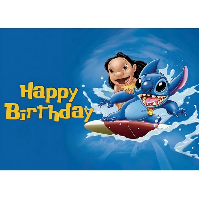 1set Cartoon Lilo&Stitch Theme Party Backdrops Kids Birthday Party Photo Decoration Photography Ocean Flower Background Decor