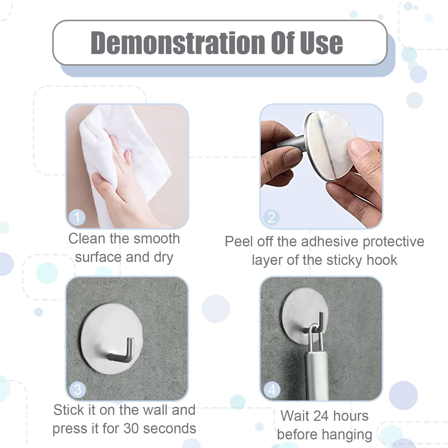 Rise age Adhesive Hooks, Waterproof in Shower Hooks for Hanging Loofah  Sponge Towels for Bathroom Brush Nickel Removable Stick on Hooks Heavy Duty