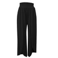 thumbnail image 4 of PMVFHDE Women's Summer High Waist Side Slit Pants Flowy Wide Leg Breathable Lightweight Casual Comfortable Palazzo Trousers Black，L, 4 of 6