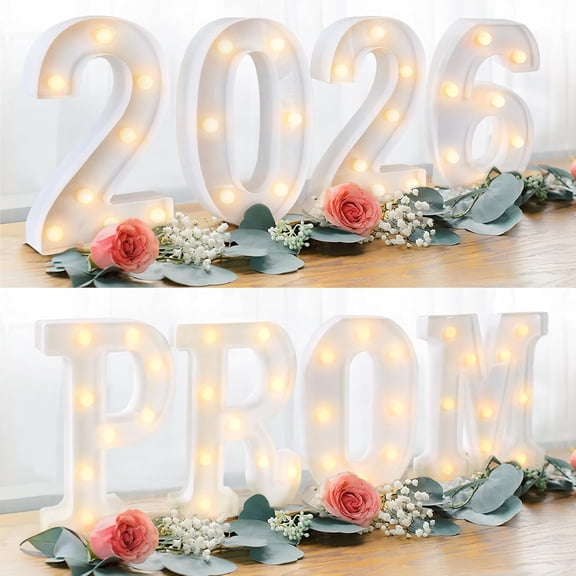 Graduation Decorations 2026, 8 LED Marquee Light Up Letters Sign "PROM 2026" - Class of 2026 Ornaments for Kindergarten Senior High School College Table Wall Centerpieces Decor Party Supplies