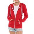 thumbnail image 1 of Urban Look Womens Active Long Sleeve Fleece Zip Up Hoodie with Plus Sizes (X-Large, B1 Solid Red), 1 of 4