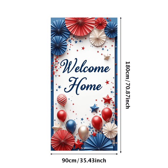 Red White Blue Balloon Welcome Home Banner Decorative Stars Patriotic Theme for Homecoming Welcome Party Indoor Decor
