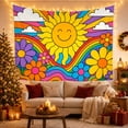 thumbnail image 3 of Floral Garden Smiling with Face Closed Crescent Shaped, Mystical Fantasy for Space Lovers, Galaxy Room Decor, Mother'S Day Gift, Tapestry Wall Hanging for Bedroom and Dorm, 3 of 7