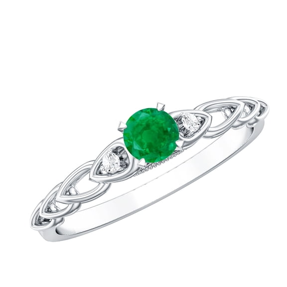 Rosec Jewels Natural Emerald Promise Ring for Women - Emerald Diamond Ring - AAA Quality - Ready to Gift for Valentines Day, 925 Sterling Silver, US 4.00
