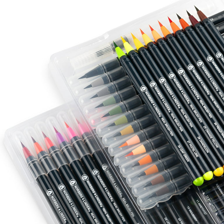 Artist Watercolor Brush Pens Set of 26 Vibrant Markers with Bonus 1 Water Brush