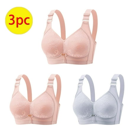 GERsome Womens Push Up Everyday Bras Comfortable Wireless Underwear Full Coverage V Neck Seamless Bra Smooth Brassiere Wire Free Basic Bras Pack of 3 Assorted Color 2Pink/Blue M