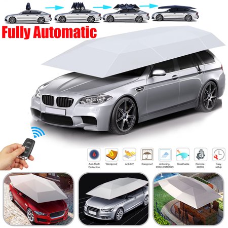 - Remote Control Universal All Be Automated Folded Portable Movable Carport Sunshade Umbrella Roof Cover Tent Car Protection Tent Awning Rain UV Protection Blue/Silver 13*6.9FT