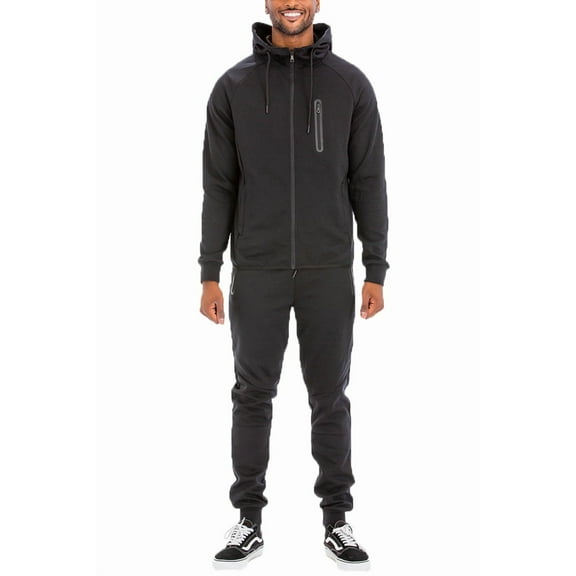 Weiv Performance Plus Men's Adult Tech Suit Matching Track Suit Zippered Jacket and Joggers, Hooded, Athletic Fit
