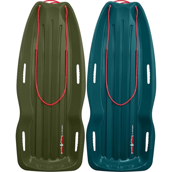 Retrospec Retrorider Plastic Snow Sled – Toboggan Style with Pull Rope, Cold-Resistant Coating, and Hard Bottom for Smooth Downhill Rides – 48" Sizes for Kids and Adults
