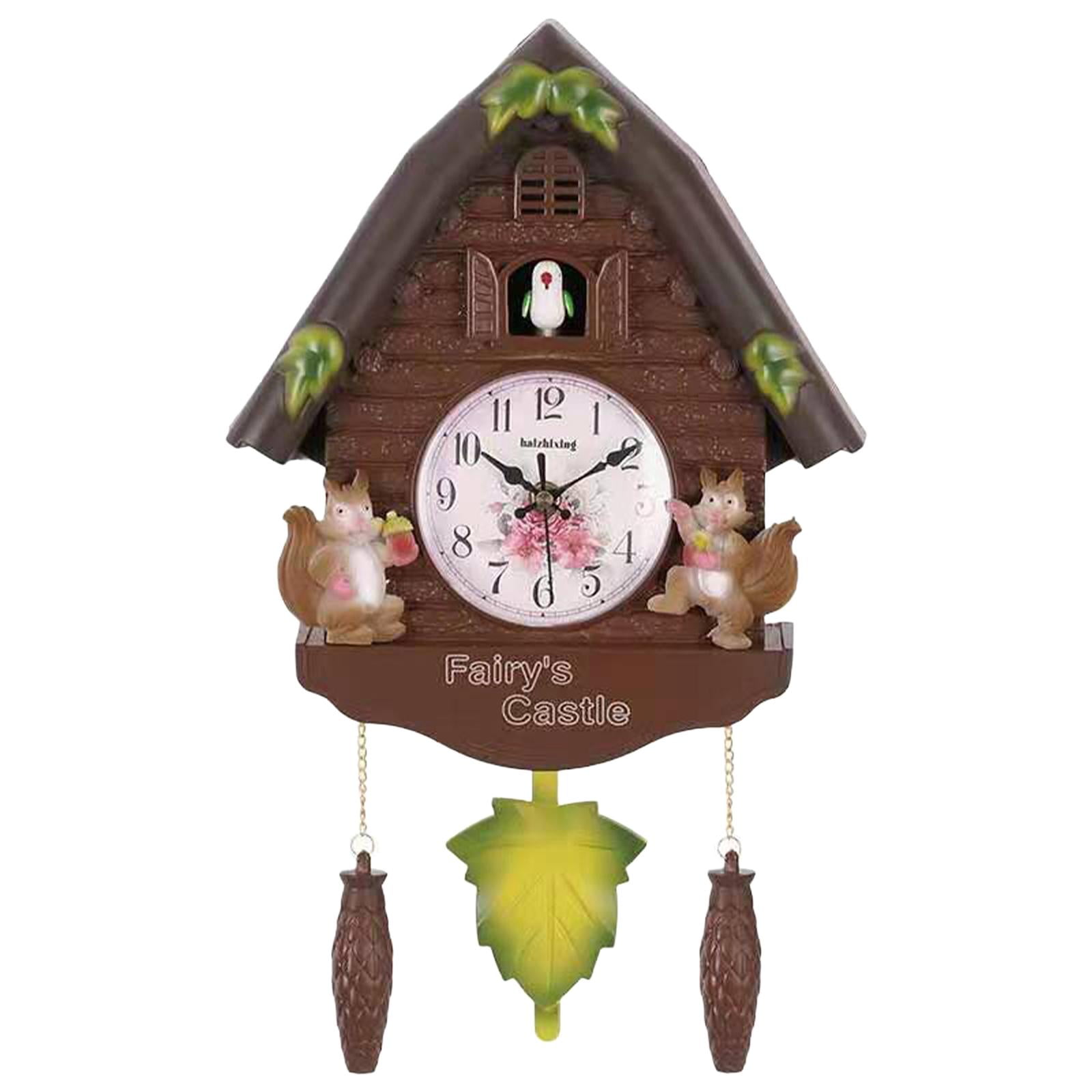Classical Cuckoo Wall Clock Resin Non Ticking for Living Room Bathroom