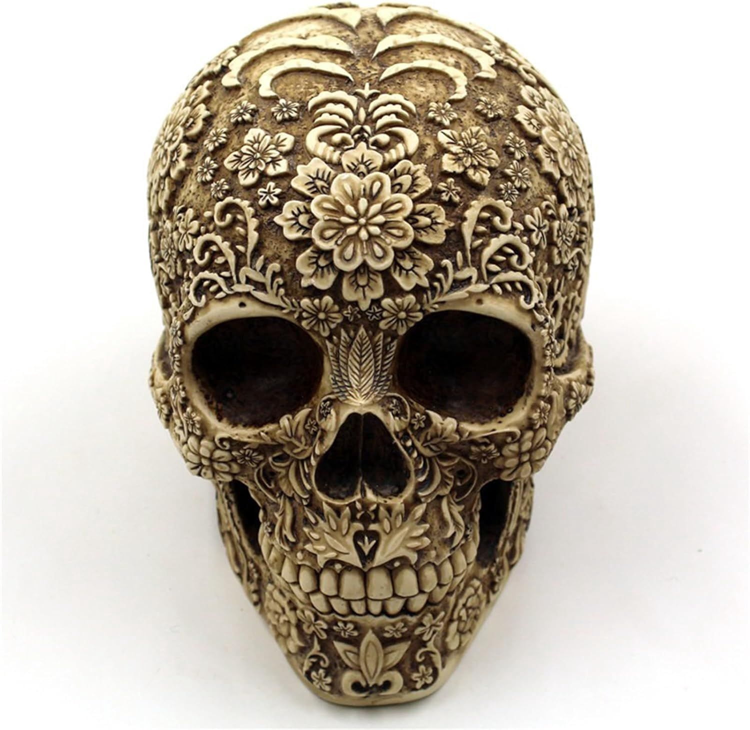 Skull Statue 8.2x5.9x6.3 Inch with Intricate Mechanical Design for Gothic Decor