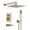 Brushed Gold#, variant on Freestanding Tub Filler Luxury 3-Function Shower System Set - Solid Brass Control Valve, 10" Overhead Shower, 3-Spray Handheld, with Bathtub Spout,Floor Mounted Tub Filler