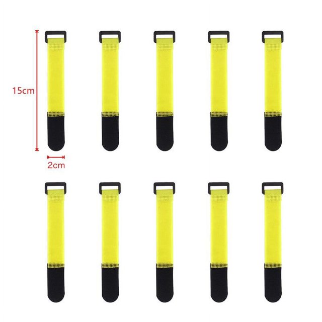 10Pcs Reusable Hook Loop Nylon Straps Reverse Colored Fastening Tape Self Adhesive Cable Ties Wrap Bundle Fixed Ties T-Shaped yellow 30x2cm