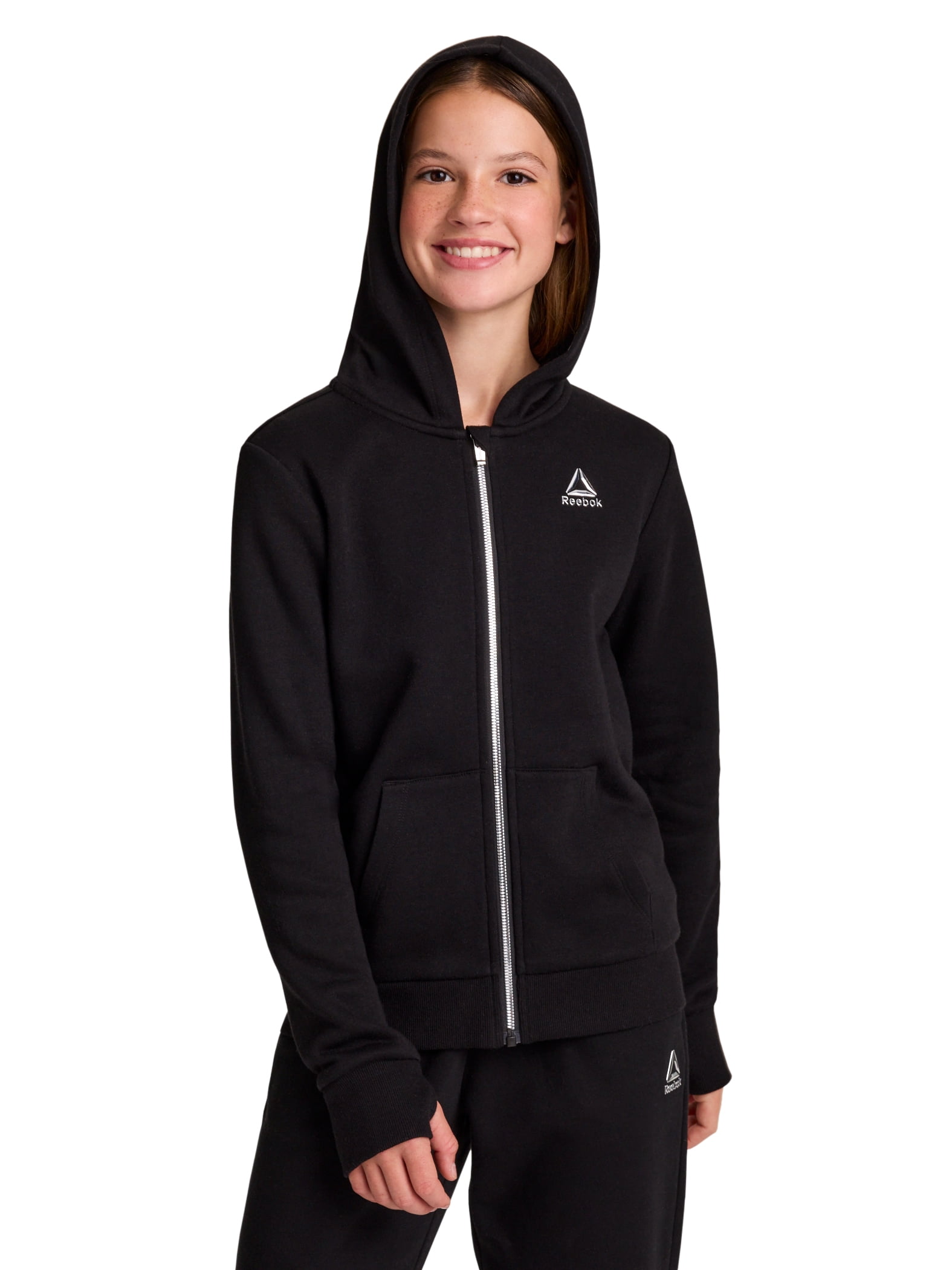Reebok Girl’s Game Day Fleece Full Zip Hoodie, Sizes 4-18