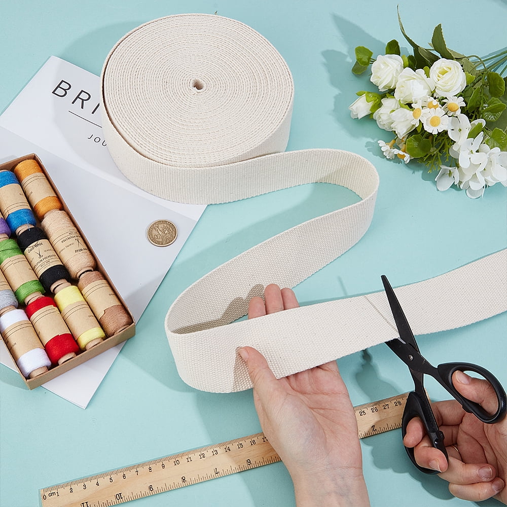 13.75 Yards Cotton Webbing Tape 2 Inch Wide Beige Heavy Twill Ribbon Herringbone Sewing Ribbon for DIY Craft Sewing Home Decoration